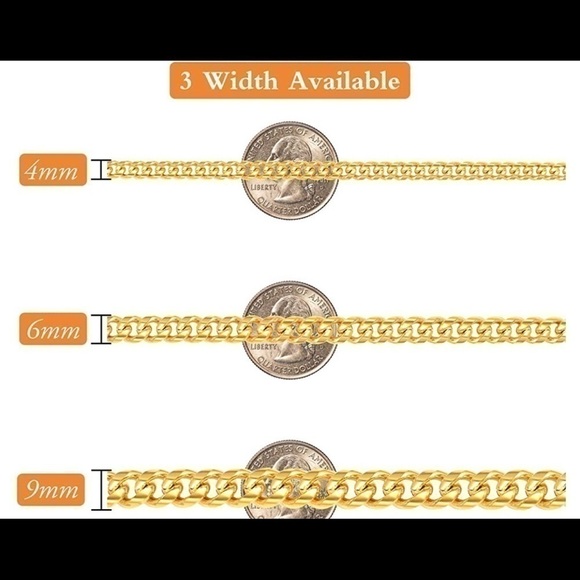 𝅺GOLD Cuban chain necklace 6MM - Picture 3 of 5